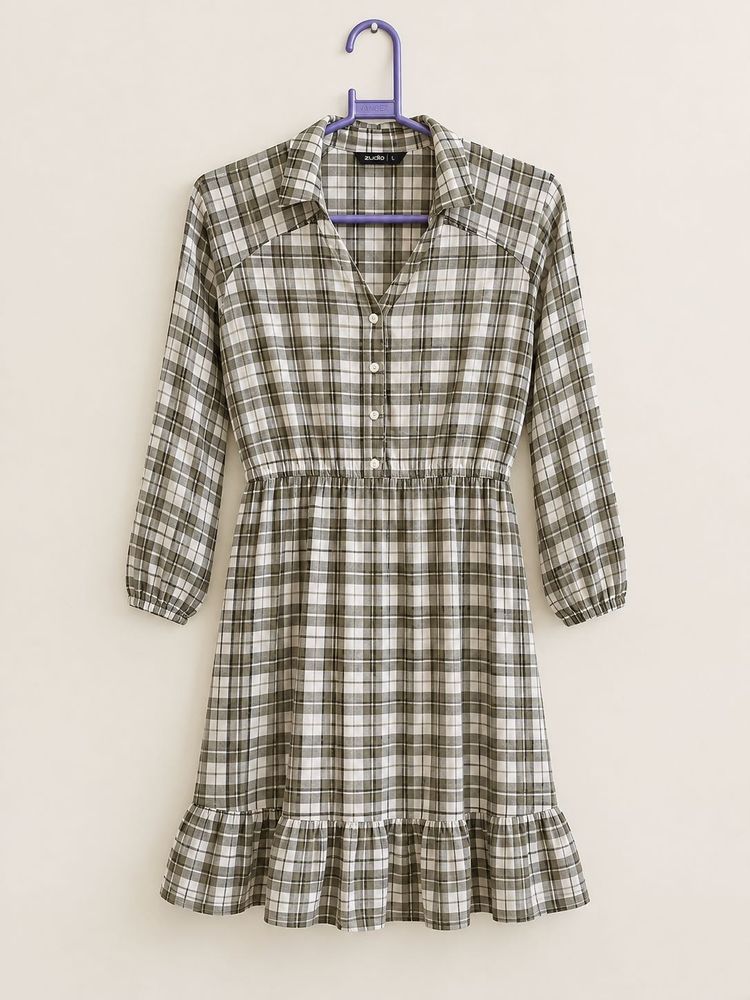 Classic Plaid Button-Up Dress