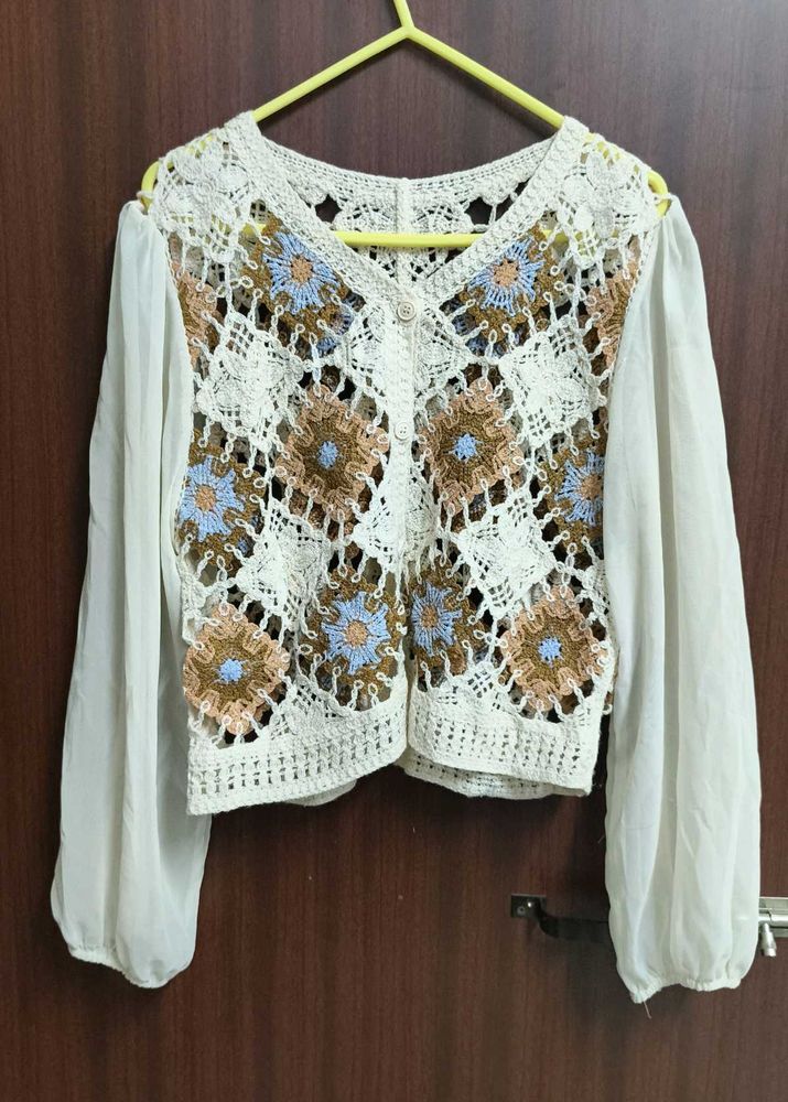 Boho Crochet Button-Up Top