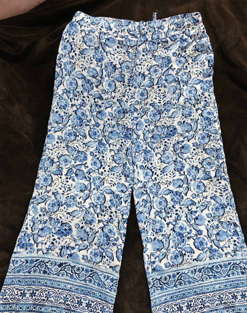 Blue Floral Palazzo Pants