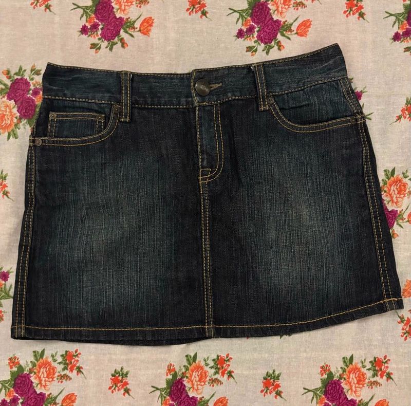 Dark Wash Denim Mini Skirt