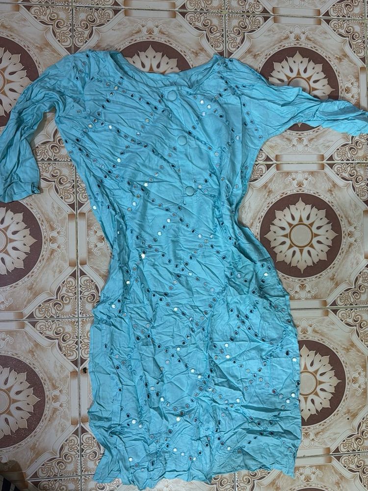 Blue Embellished Kurta