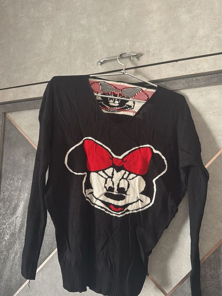 Minnie Mouse Black Knit Sweater