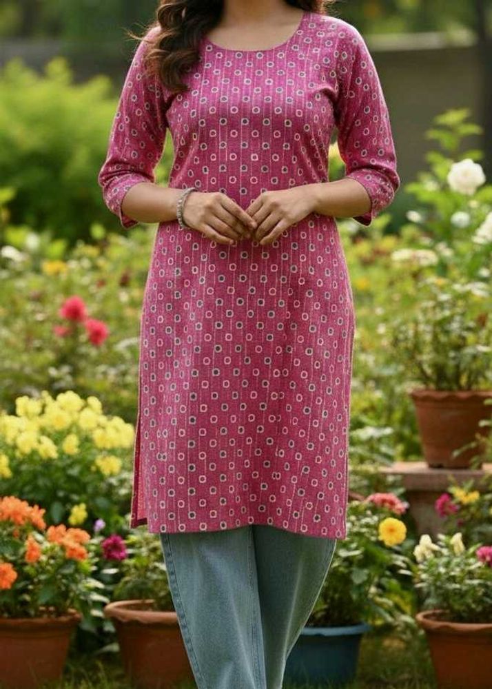 Pink Printed short kurti