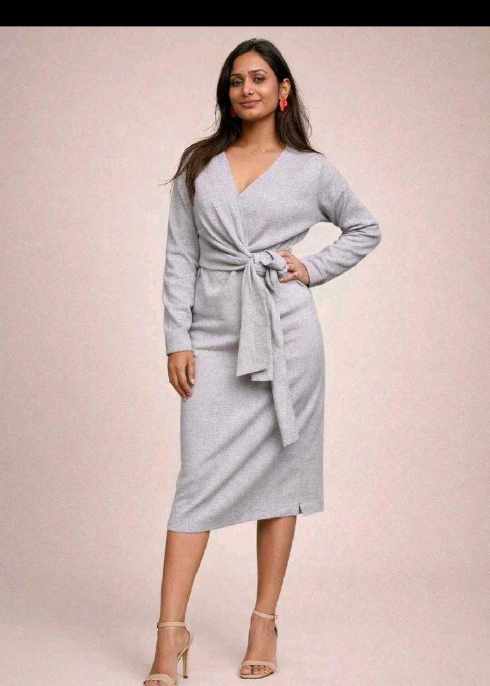 wrap grey dress