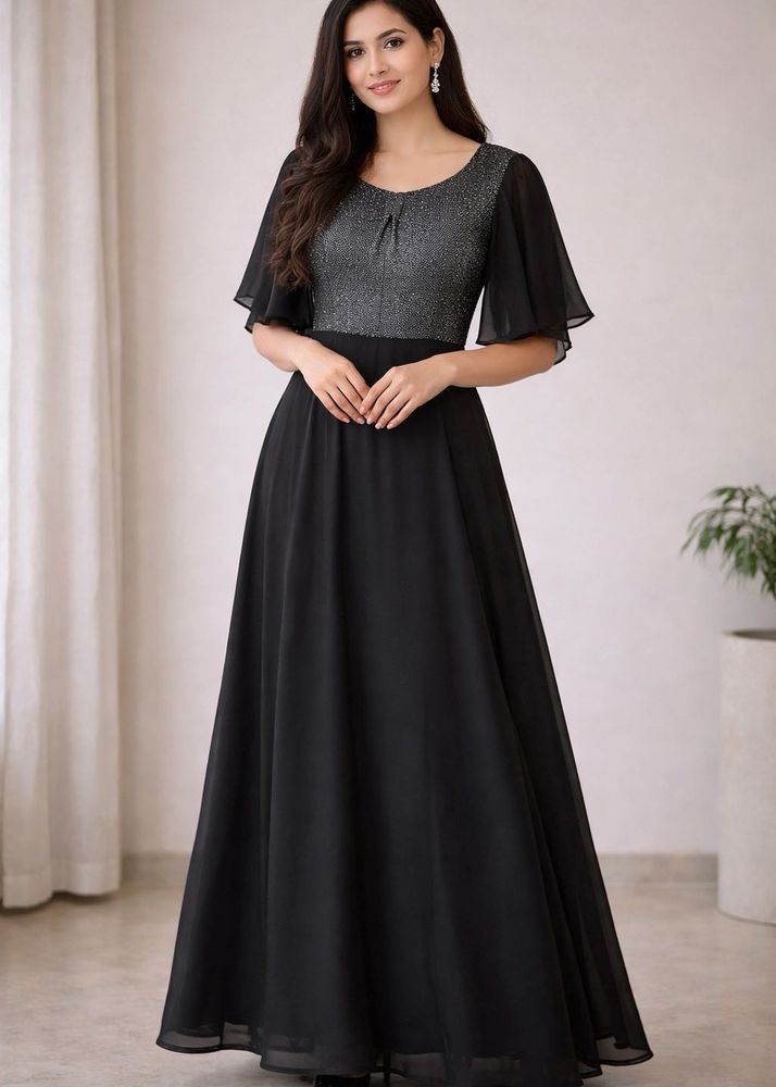 simple black A line dress