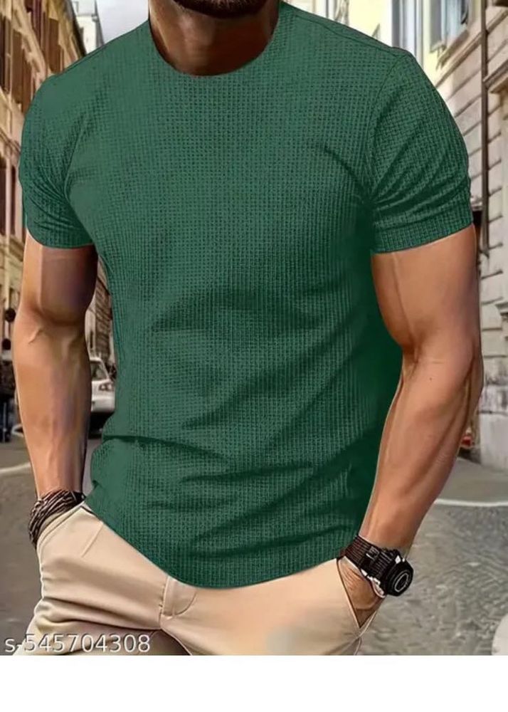 Stylish Green Textured T-Shirt
