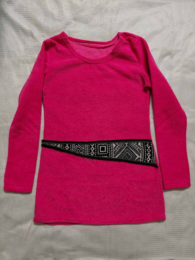 Pink Long Sleeve Top Woolen