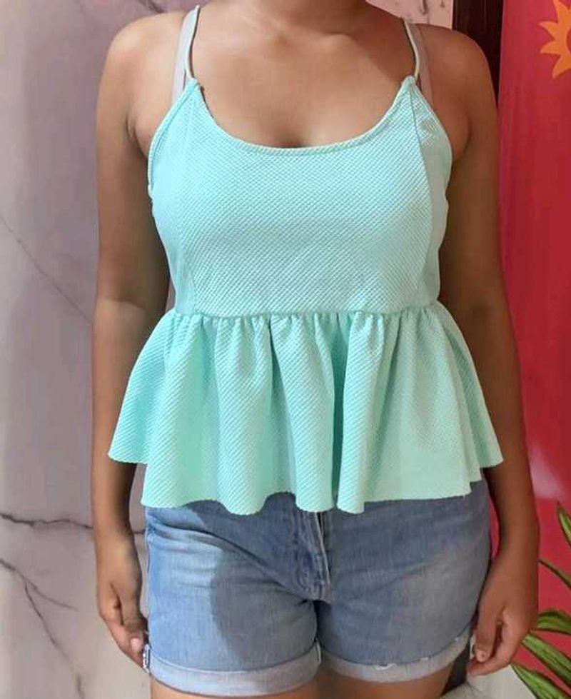 Mint Green Peplum Tank Top