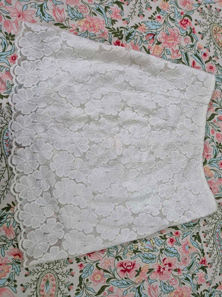 White Floral Lace Skirt