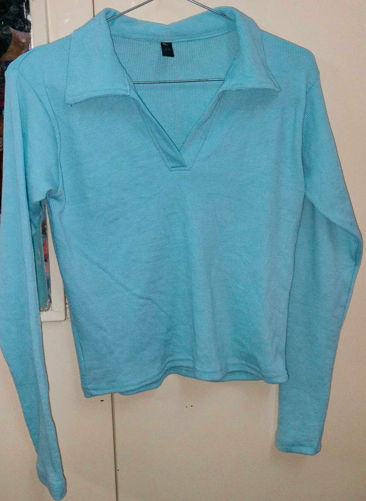 Ribbed Collar Top