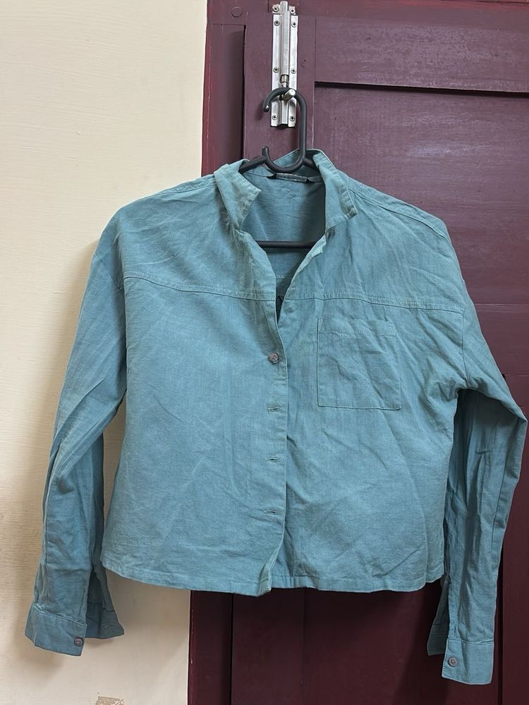 Sea green Button-Up Collared Shirt
