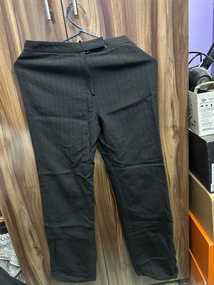 Striped Black Formal Trousers