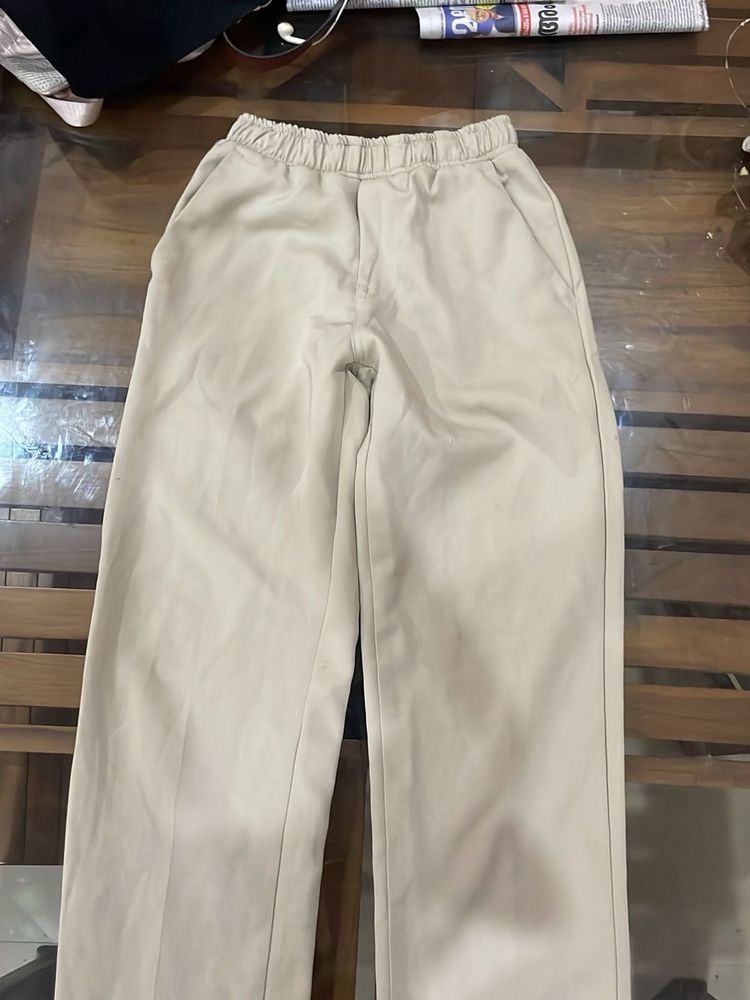 Women's Beige Wide-Leg Pants