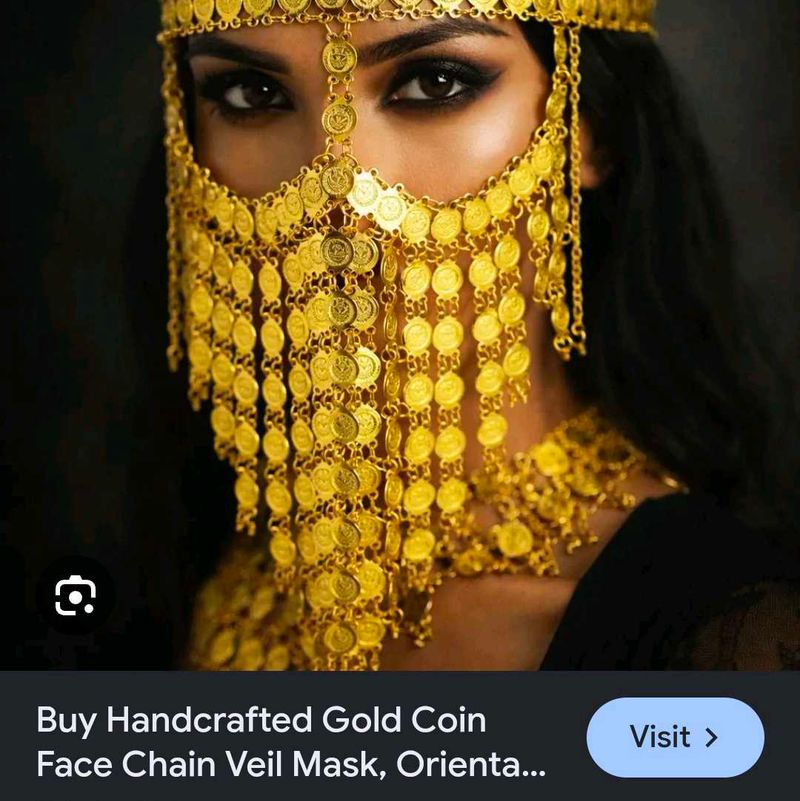 Arabic Gold Coin Face Veil Mask