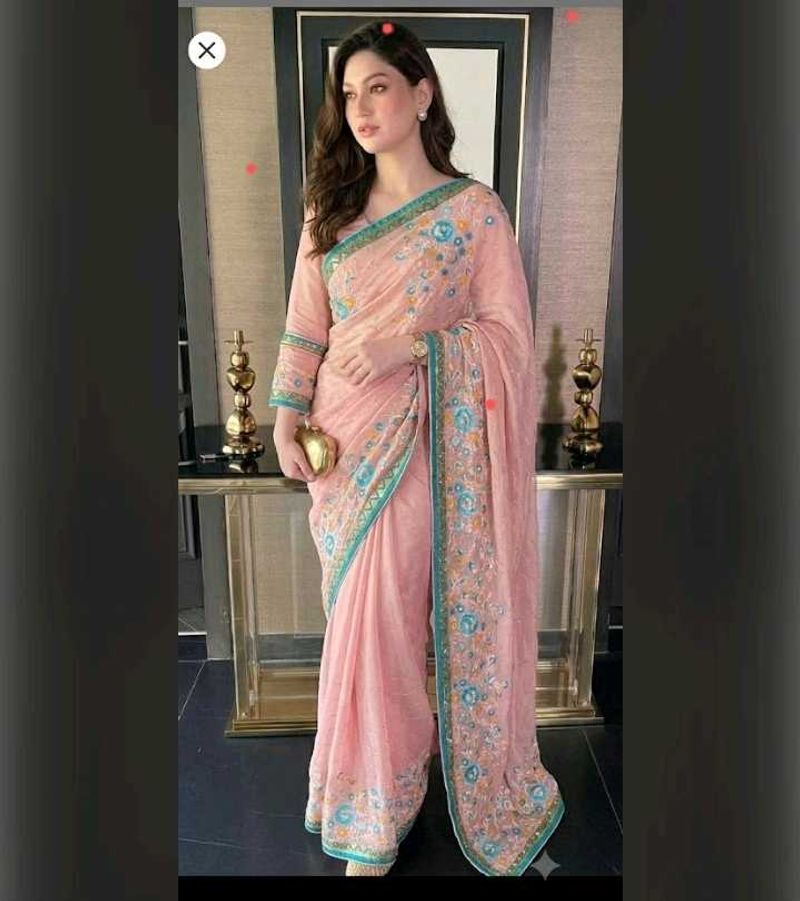 new Elegant Pink Embroidered Saree