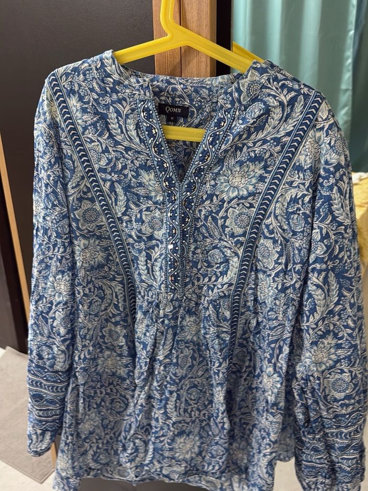 Blue Floral Print Kurta