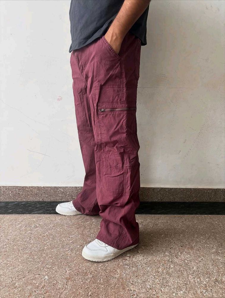 Men's Maroon Cargo Pants