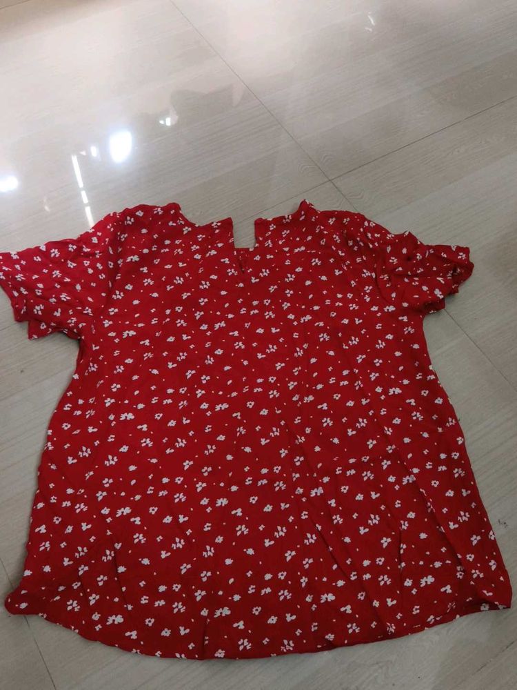Red Floral Print Top