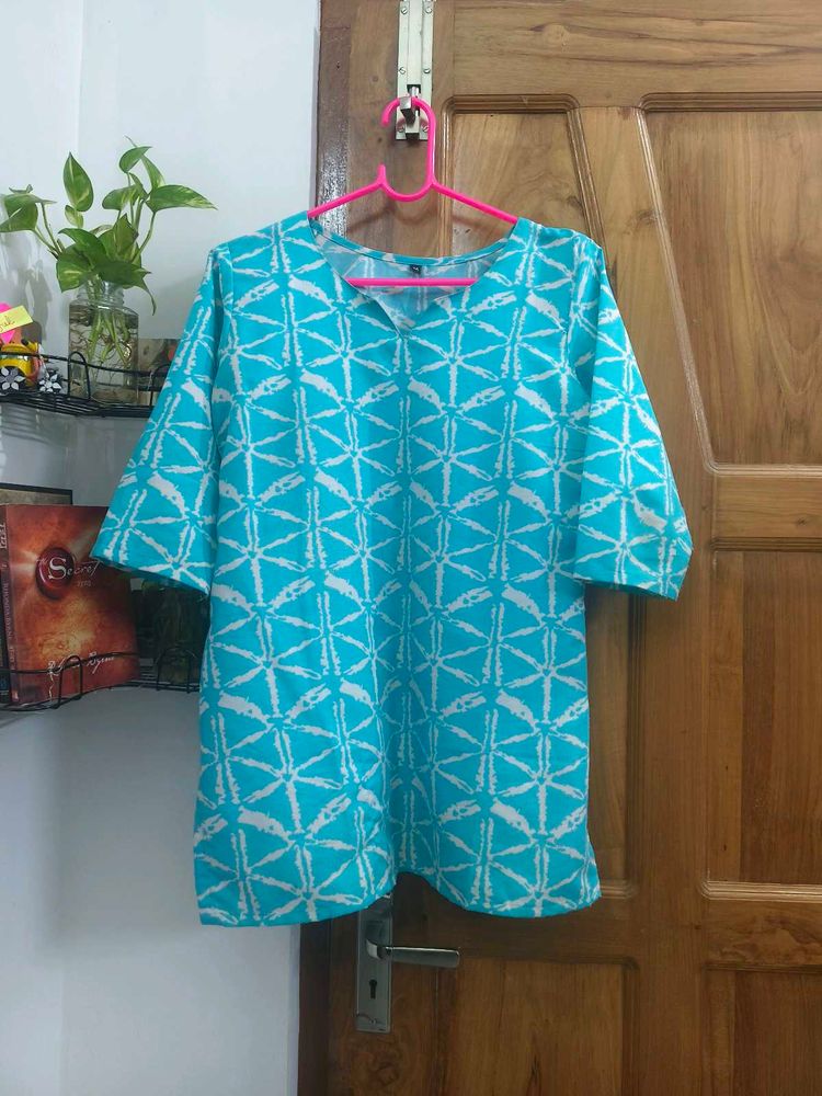 Stylish Blue Geometric Print Kurta