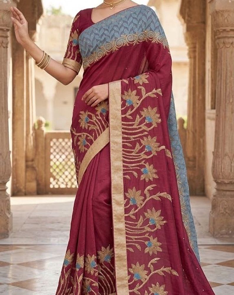 Rose designer saree