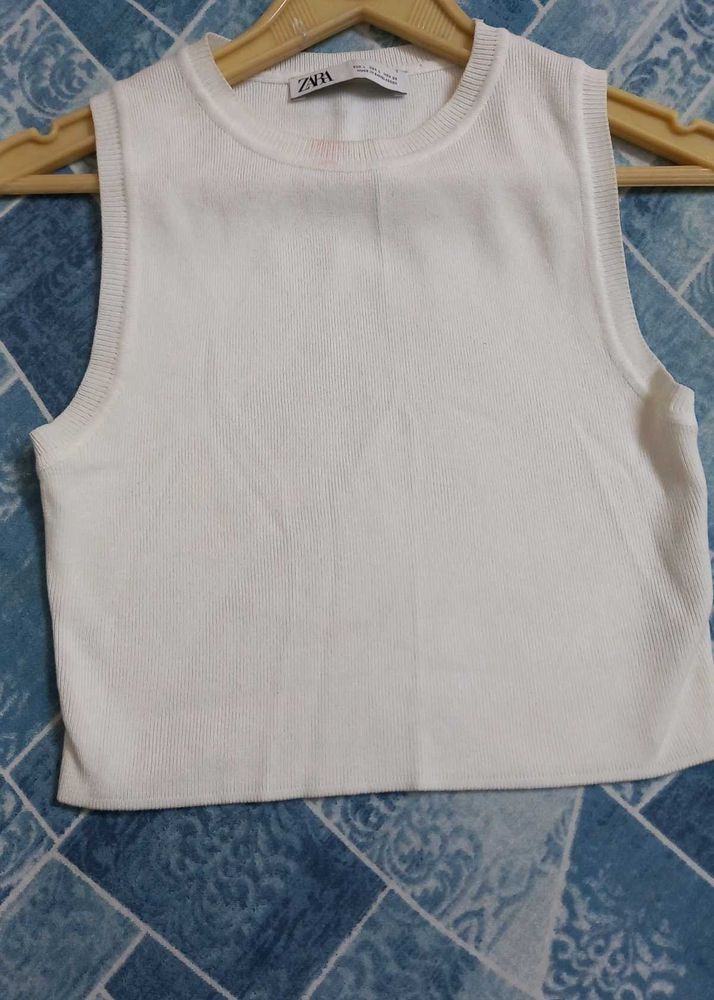 Zara White Cropped Tank