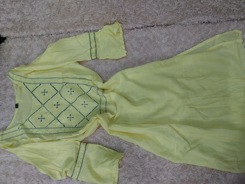 Lime Colored Kurti Festive Wear