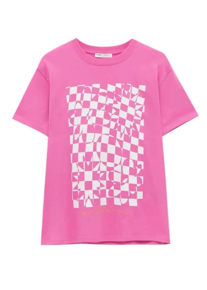 Pull&amp;Bear Vibrant Pink Graphic T-Shirt