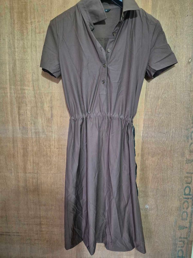 Casual Brown Shirt Dress