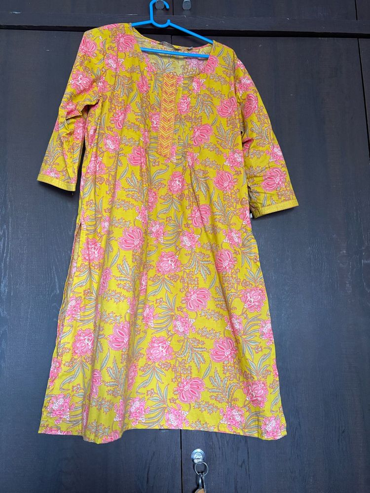 Yellow Floral Kurti