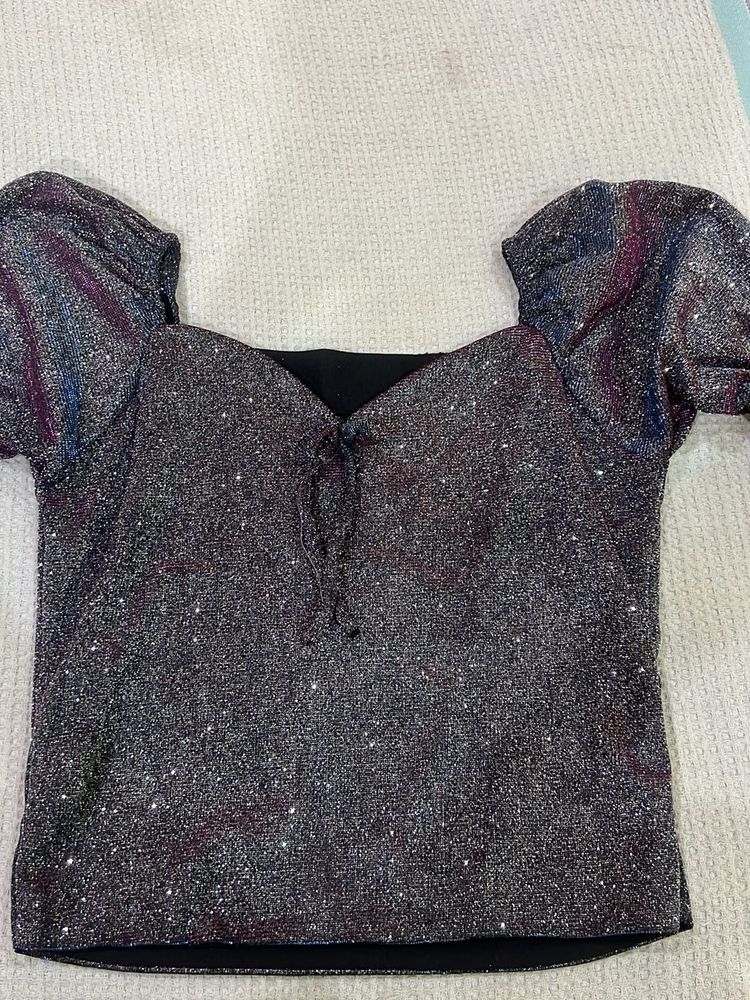 Sparkly Puff Sleeve Top