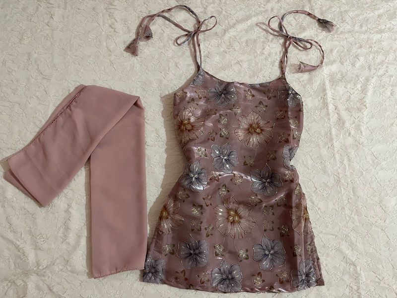 Pink Floral Kurta Set with Dupatta