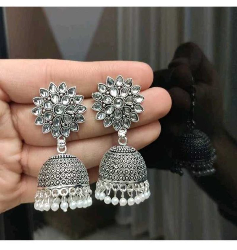 Silver Jhumka Earrings