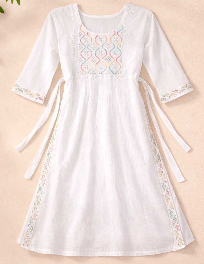 White Embroidered new Kurti