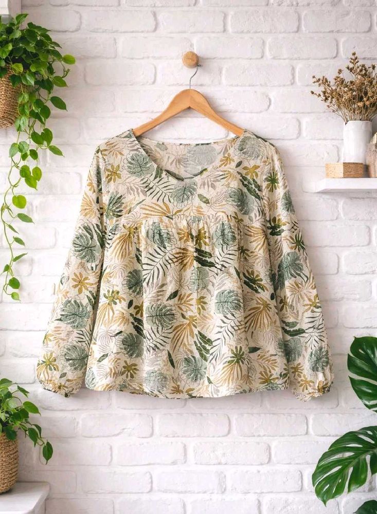 Boho Floral Print Long Sleeve Blouse