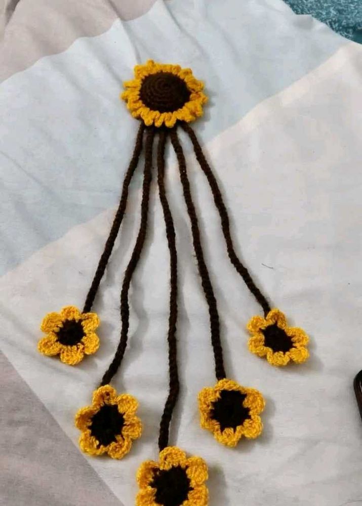 Handmade Crochet Sunflower Hair Ties