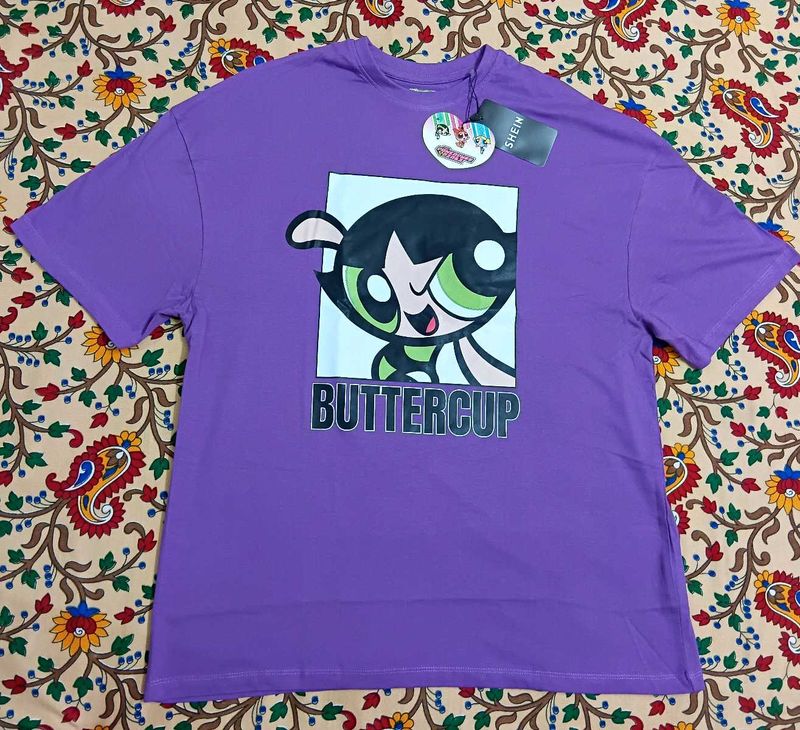 SHEIN Purple Buttercup graphic print T-Shirt