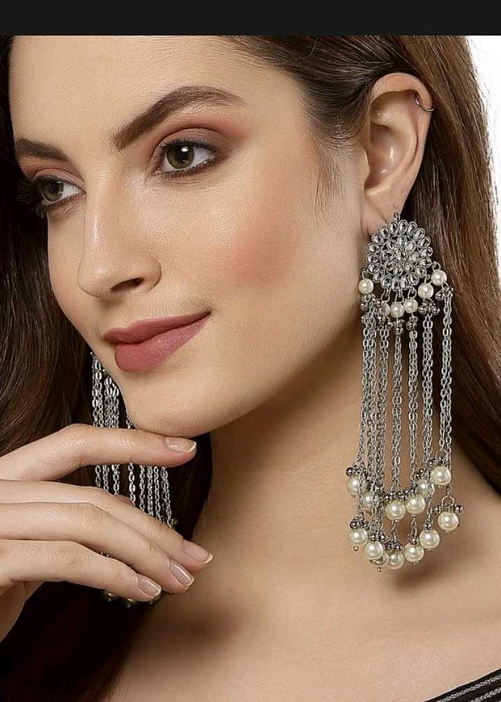 Elegant Silver Tone Dangle Earrings