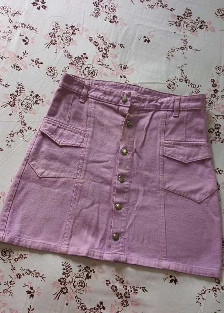 Lilac Denim Mini Skirt