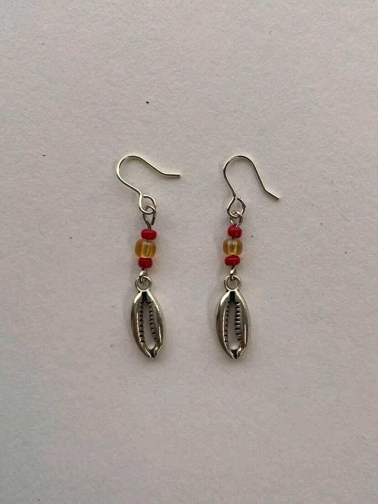 Handmade Beaded Shell Earrings