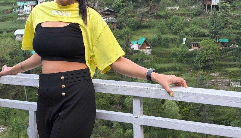 Yellow Cropped Michigan Top(only top