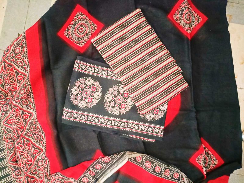 Ethnic Black &amp; Red rayon Ajrak dress