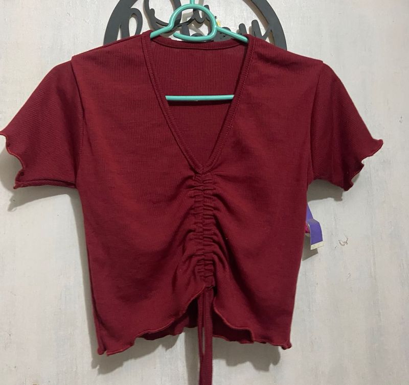 Chic Ruched V-Neck Crop Top