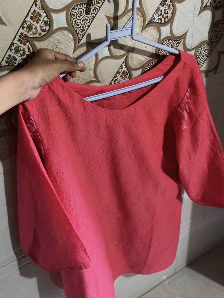 Pink Embroidered Top