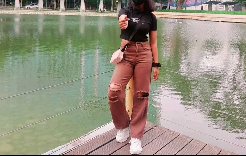 Brown Straight Leg Jeans