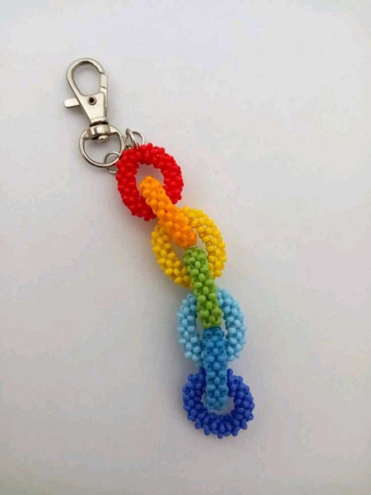 Rainbow Beaded Keychain