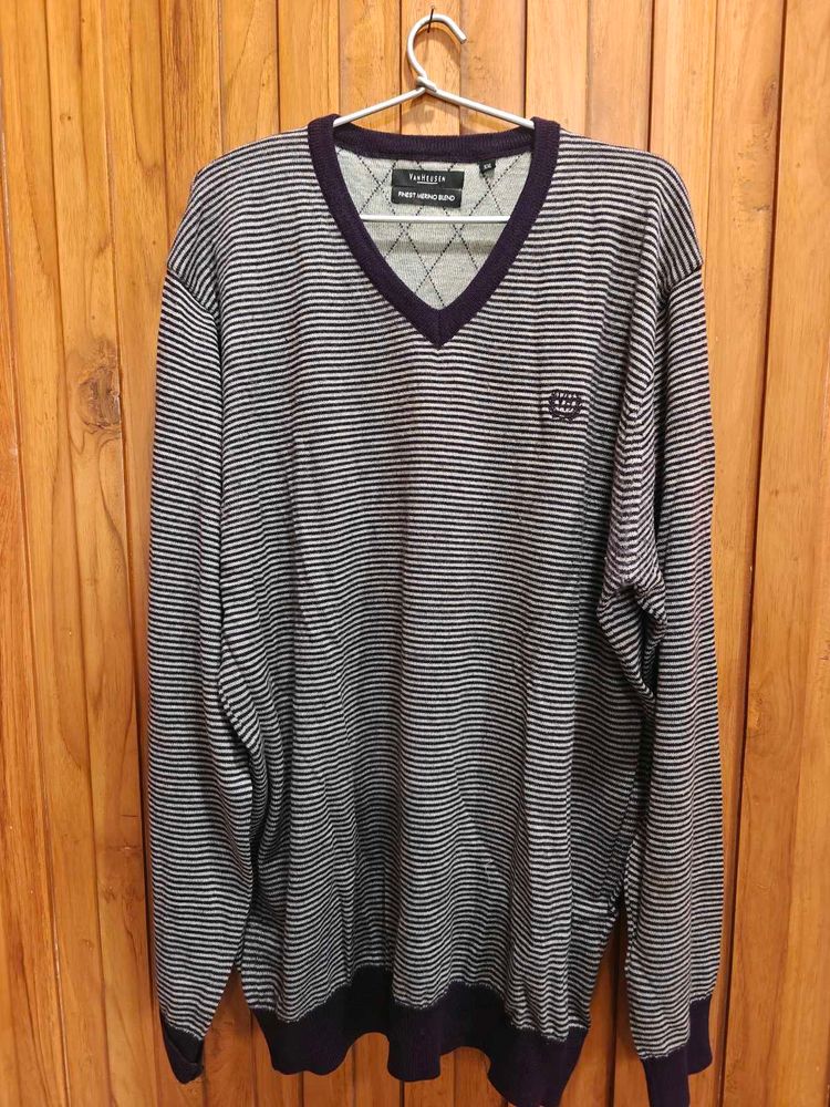 Men's Striped V-Neck Sweater