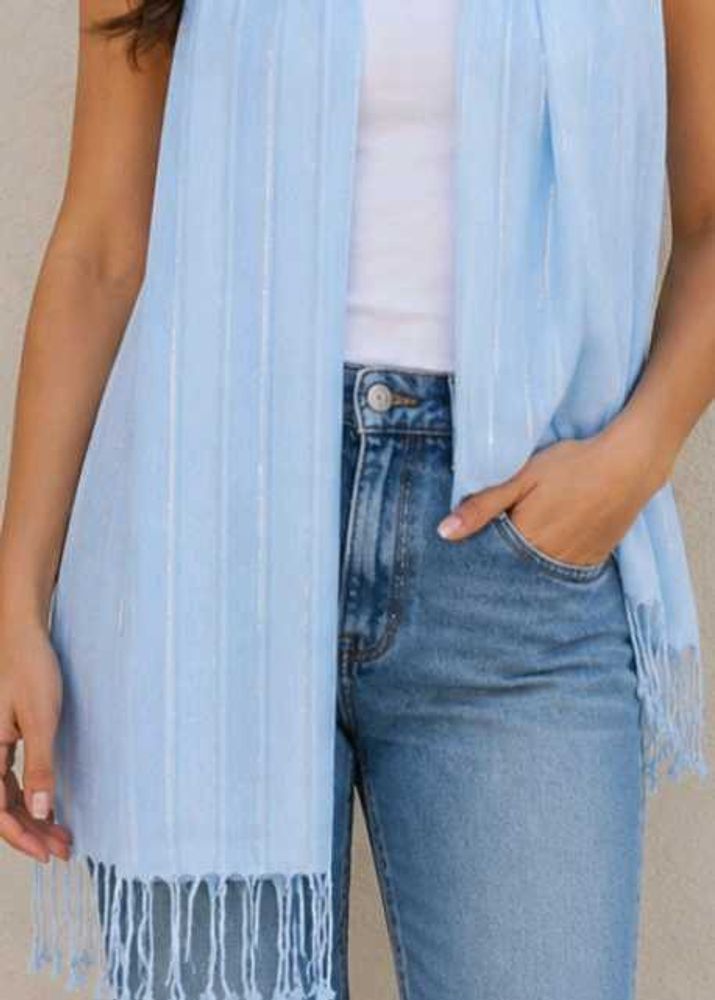 Lightweight Striped Scarf with Tassels