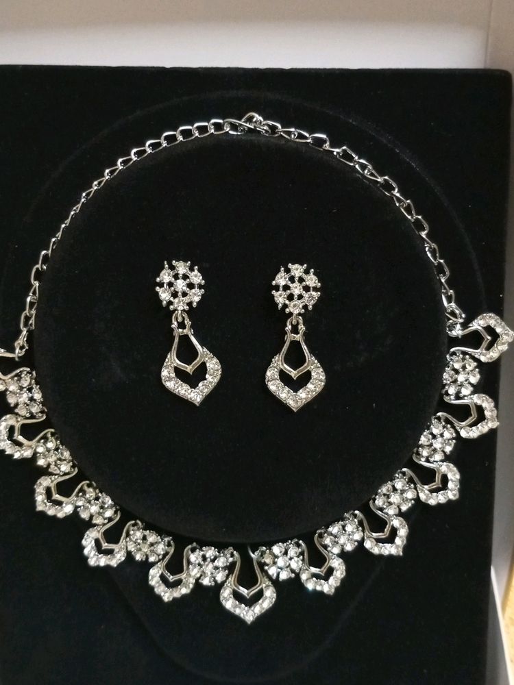 Silver Diamond Jewellery Set
