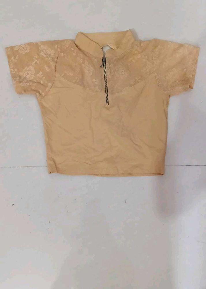 Stylish Lace Detail Zipper Top