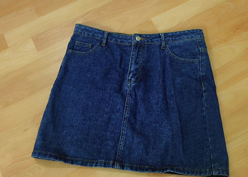 Denim A-Line MiniDenim Skirt